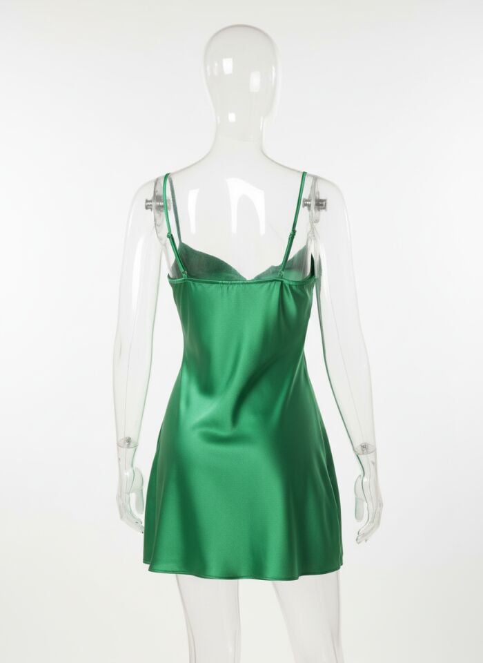 Arias Closet İnce Askılı Yeşil Saten Gecelik