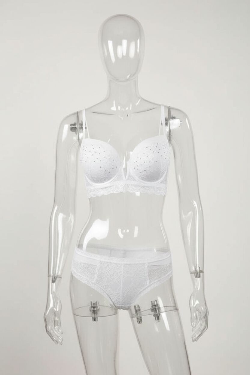 324 Destekli Beyaz Dantel Sütyen Ve Külot Takımı