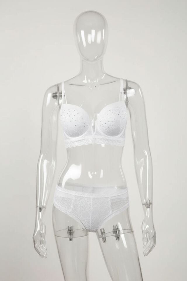 324 Destekli Beyaz Dantel Sütyen Ve Külot Takımı