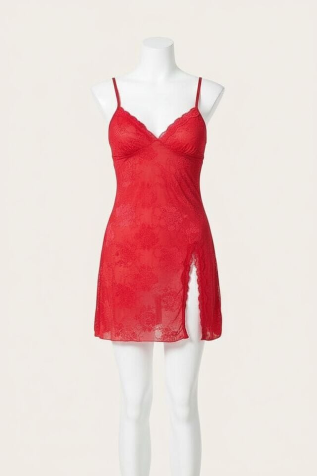 Arias Closet Kırmızı Kısa Jakarlı Gecelik