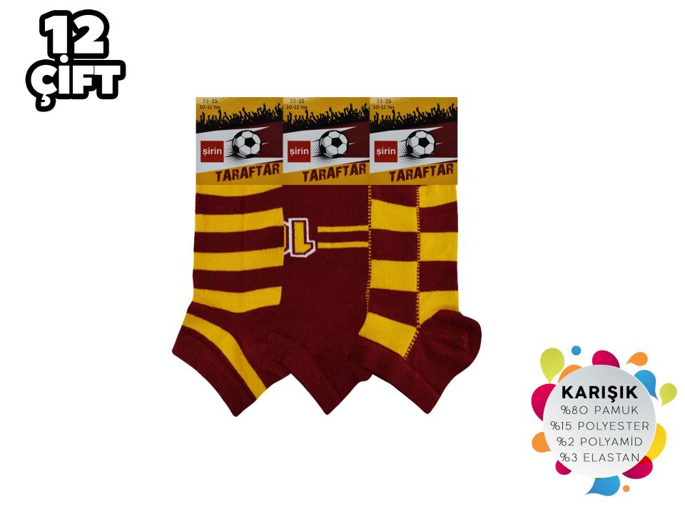 Şirin 004-GS Taraftar Çocuk Patik Çorap 12'li