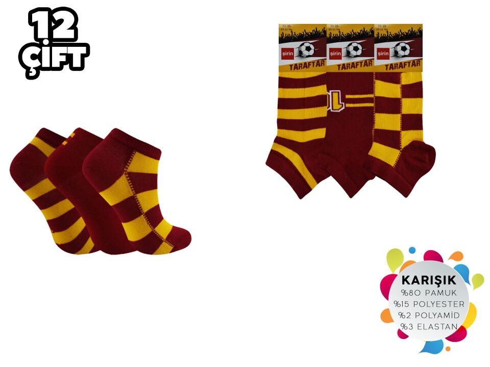 Şirin 004-GS Taraftar Çocuk Patik Çorap 12'li