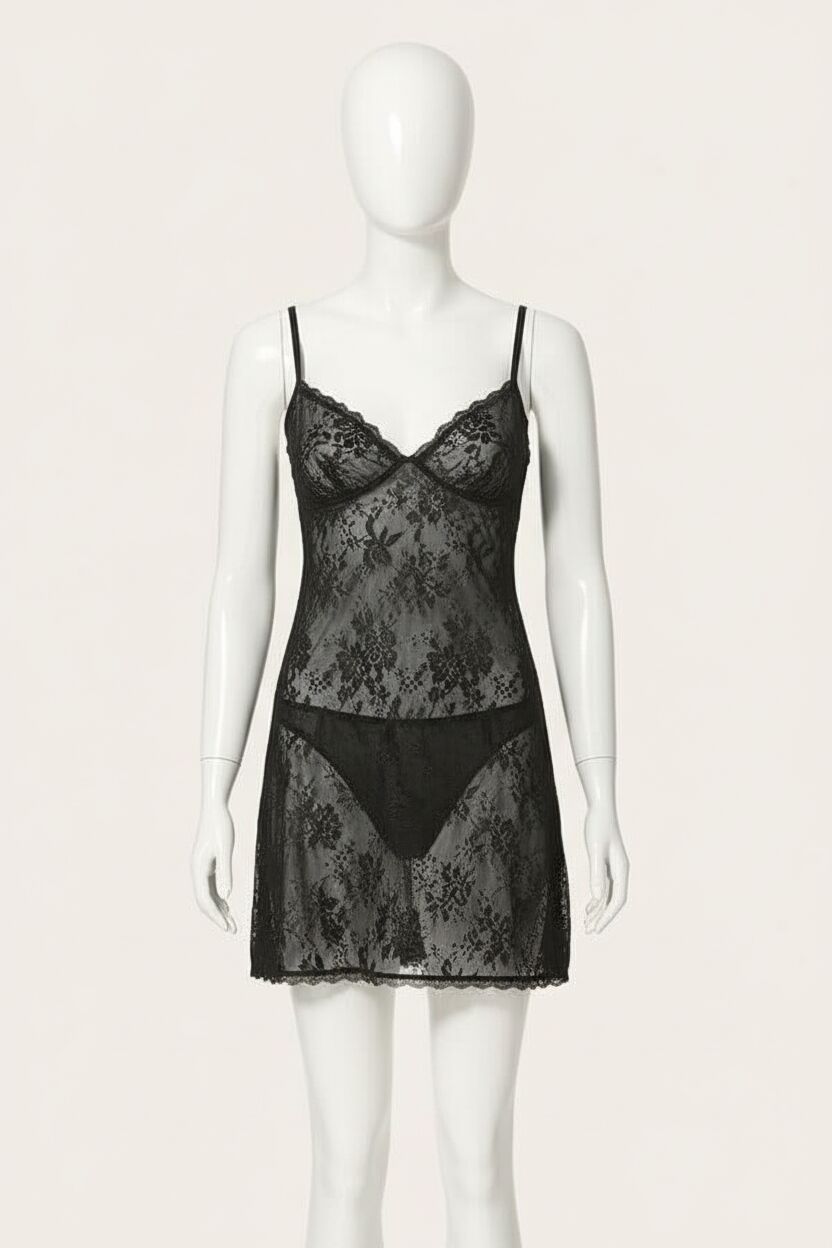 Arias Closet Siyah Kısa Jakarlı Gecelik