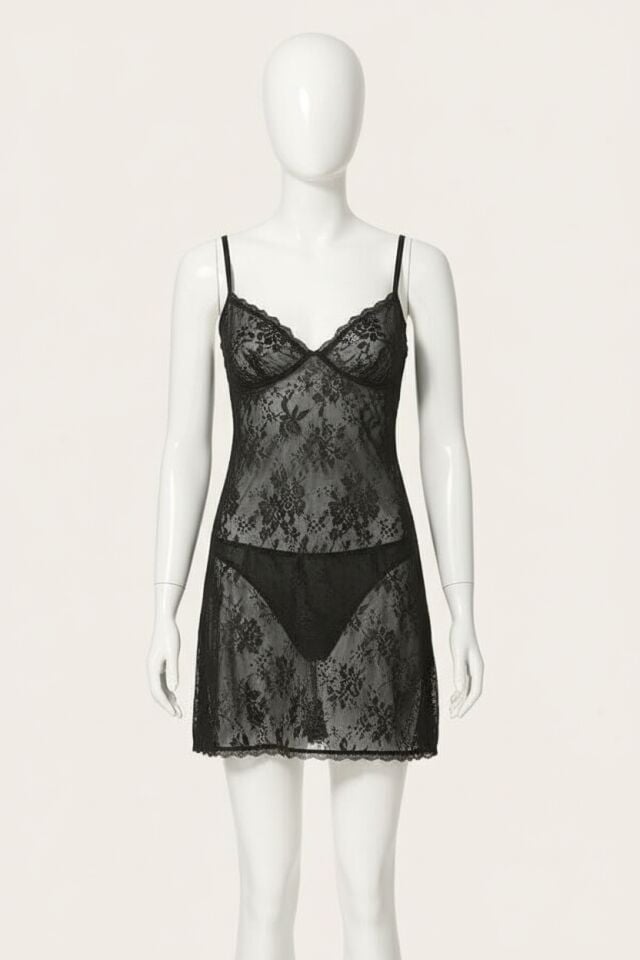 Arias Closet Siyah Kısa Jakarlı Gecelik