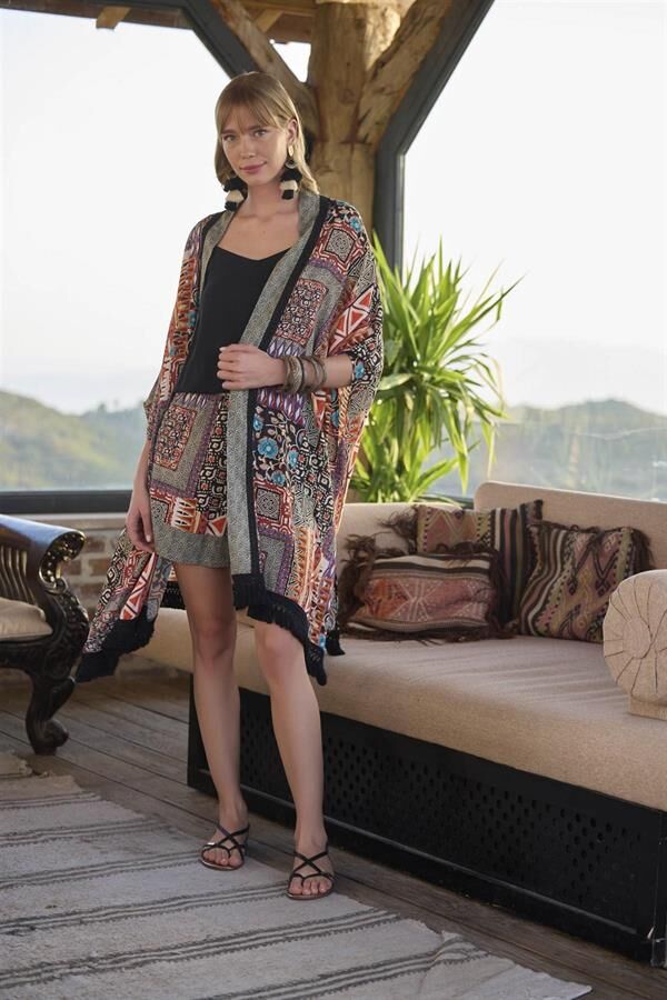 Arias Closet Etnik Desenli 3'lü Alt Üst Takım
