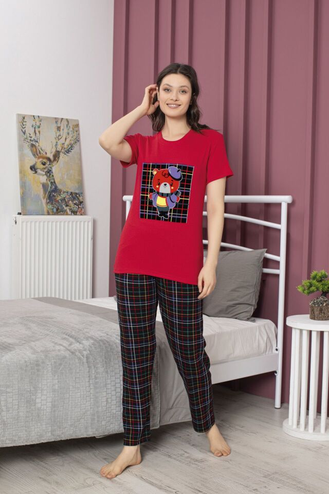 Tekten 4700 Raporlu Bayan Kısa Kollu Pijama Takım 4'lü