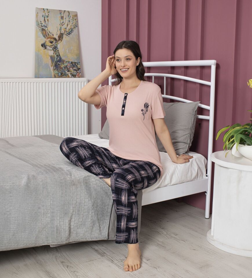Tekten 4730 Raporlu Bayan Kısa Kollu Pijama Takım 4'lü
