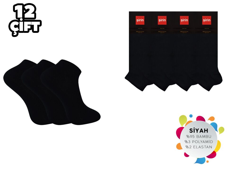 Şirin 7035-1 Dikişsiz Erkek Bambu Patik 12'li