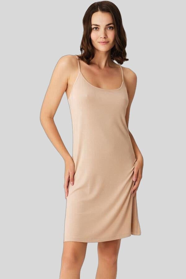 Kadın Viskon İnce İp Askılı Kısa Elbise Altı Kombinezon