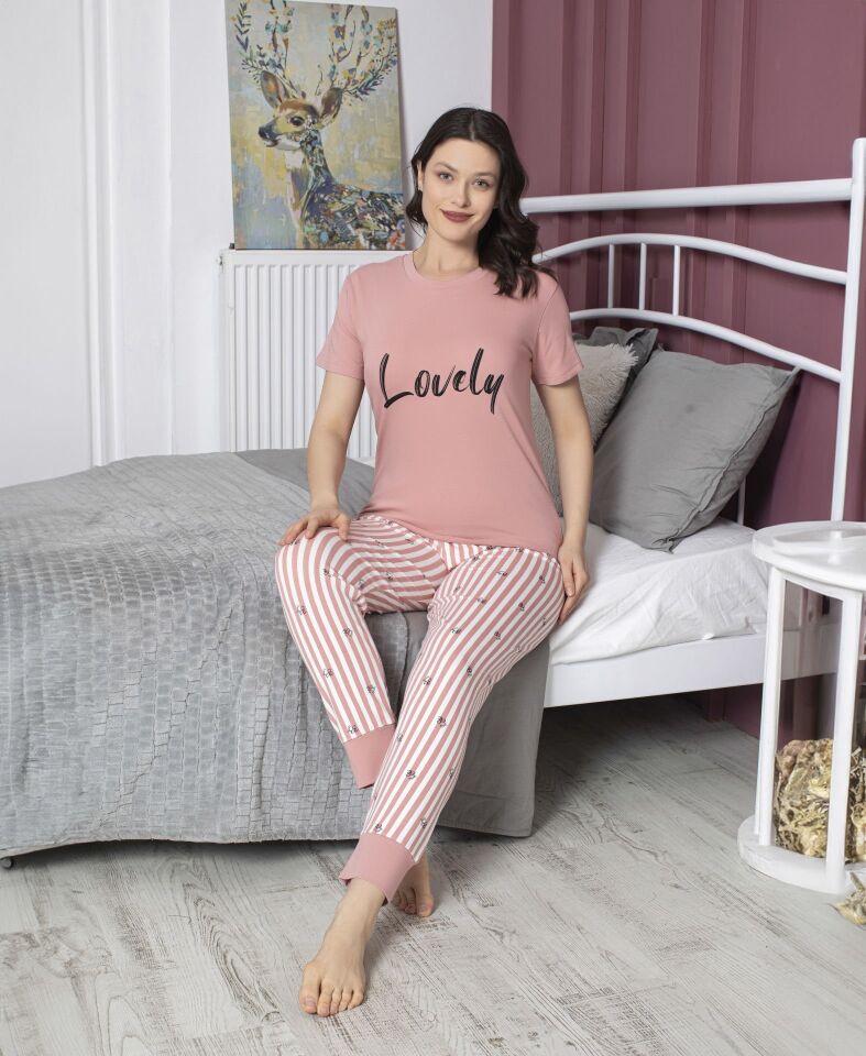 Tekten 4840 Bayan Kısa Kollu Pijama Takım 4'lü