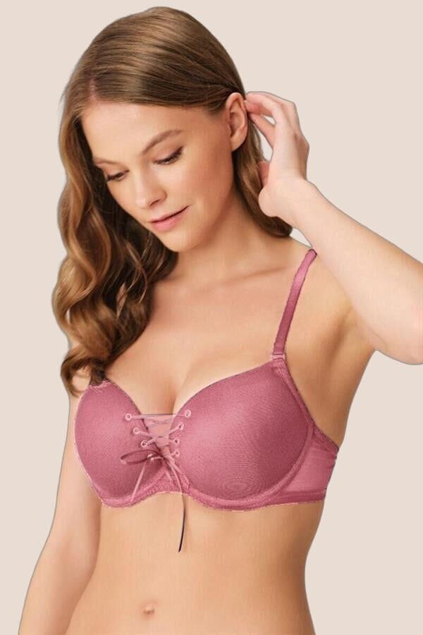 Balenli Destekli Dolgulu Askıları Çıkabilen Yaka Detaylı T-Shirt Sütyeni