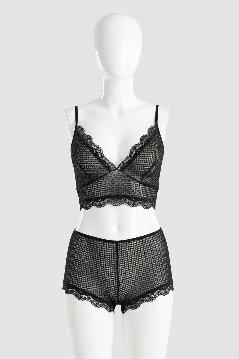 Arias Closet Siyah Transparan İnce Askılı Büstiyer Takımı