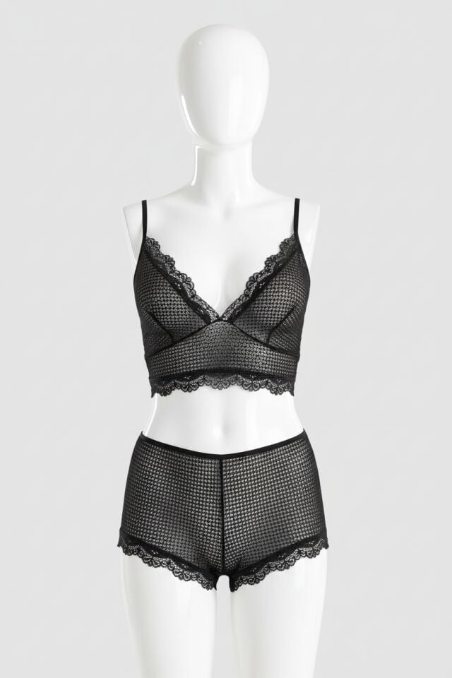 Arias Closet Siyah Transparan İnce Askılı Büstiyer Takımı