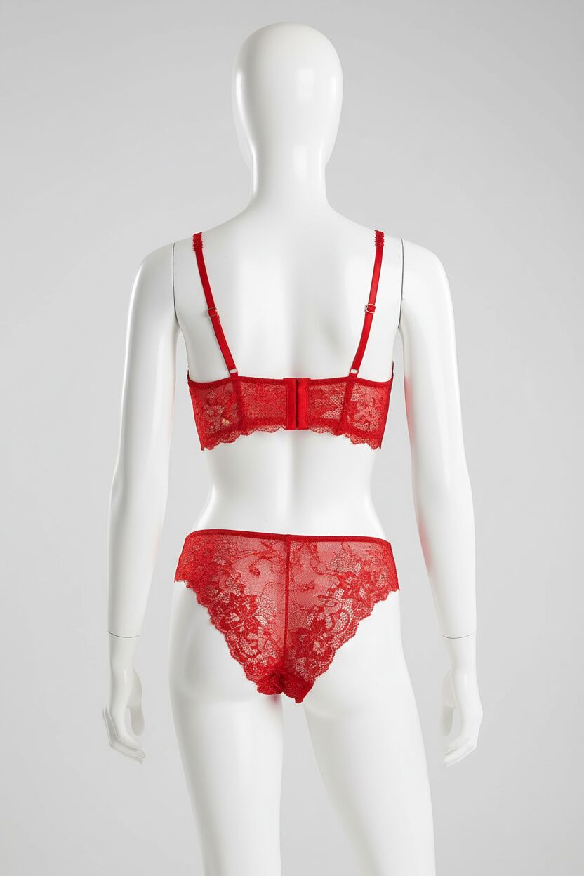 Arias Closet Kırmızı Dantel İşlemeli Sütyen String Takımı