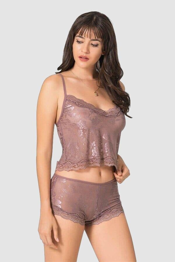 Arias Closet Vizon Jakarlı Babydoll Şort Takımı