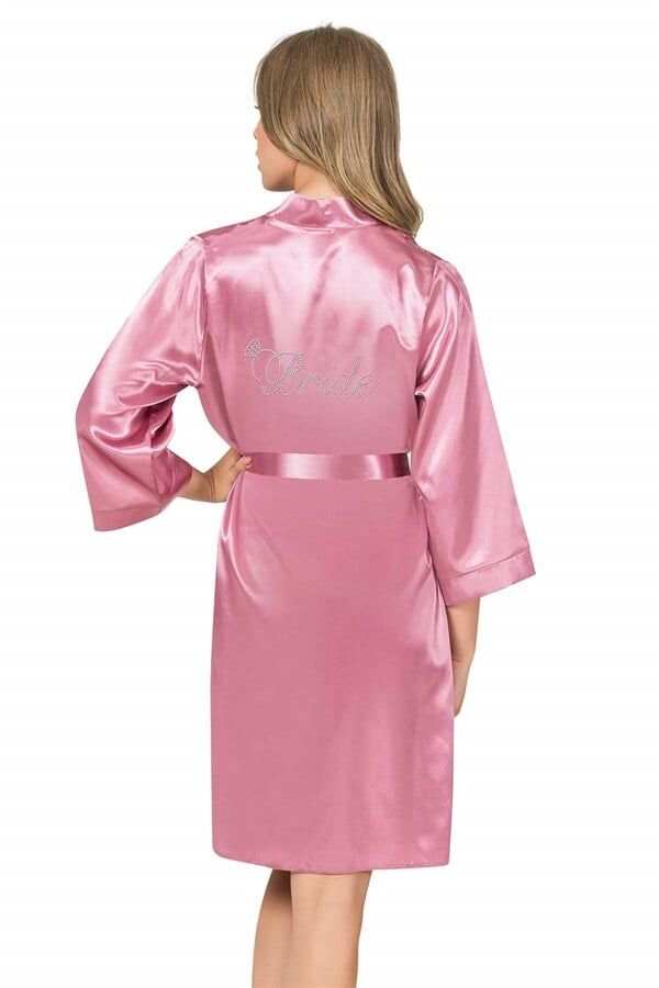 Arias Closet Gül Kurusu Kısa Saten Bride Sabahlık