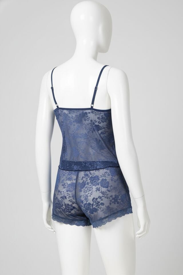 Arias Closet Lacivert Jakarlı Babydoll Şort Takımı