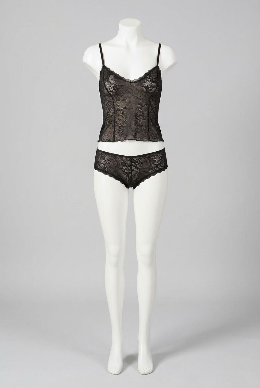 Siyah Jakarlı Babydoll Şort Takımı