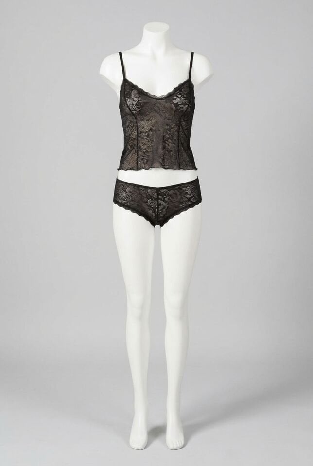 Siyah Jakarlı Babydoll Şort Takımı