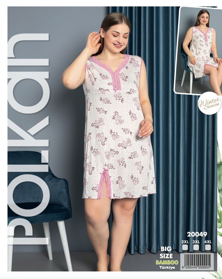 Polkan 20049 Bamboo Big Size Geniş Askılı Gecelik