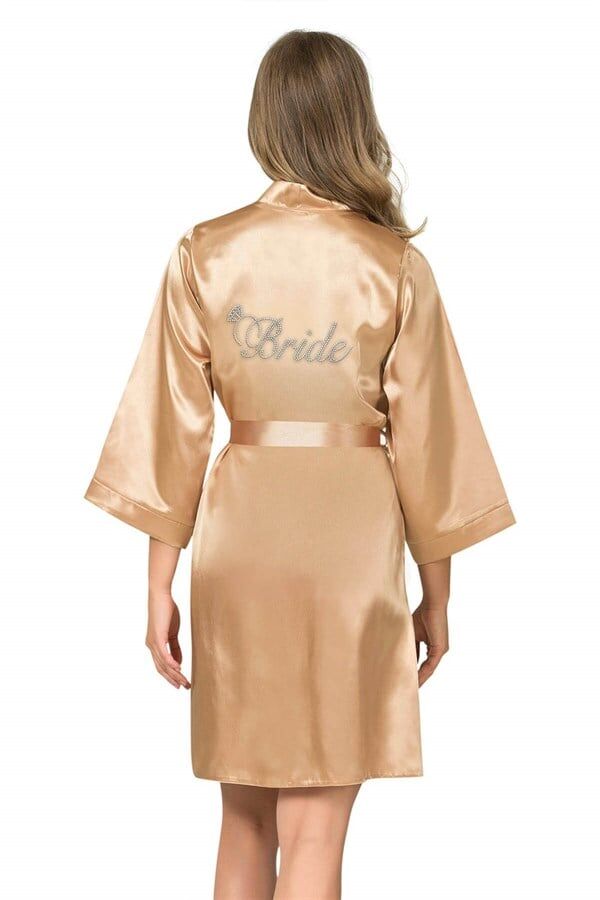 Arias Closet Gold Kısa Saten Bride Sabahlık
