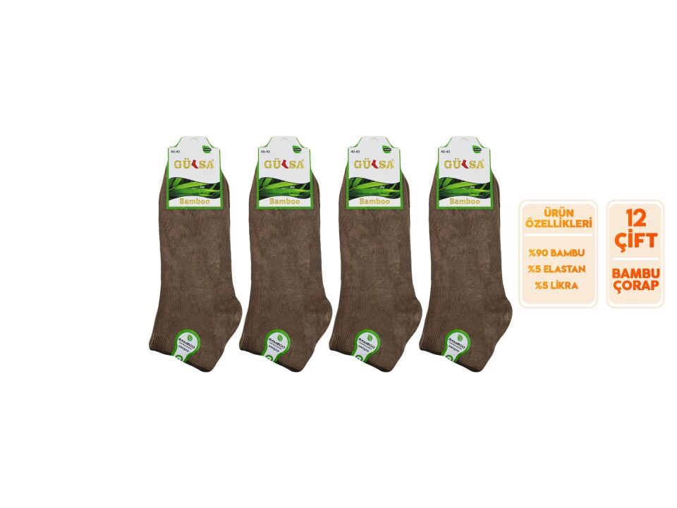 Gülsa Vizon Dikişsiz Erkek Bambu Patik Çorap 12'li