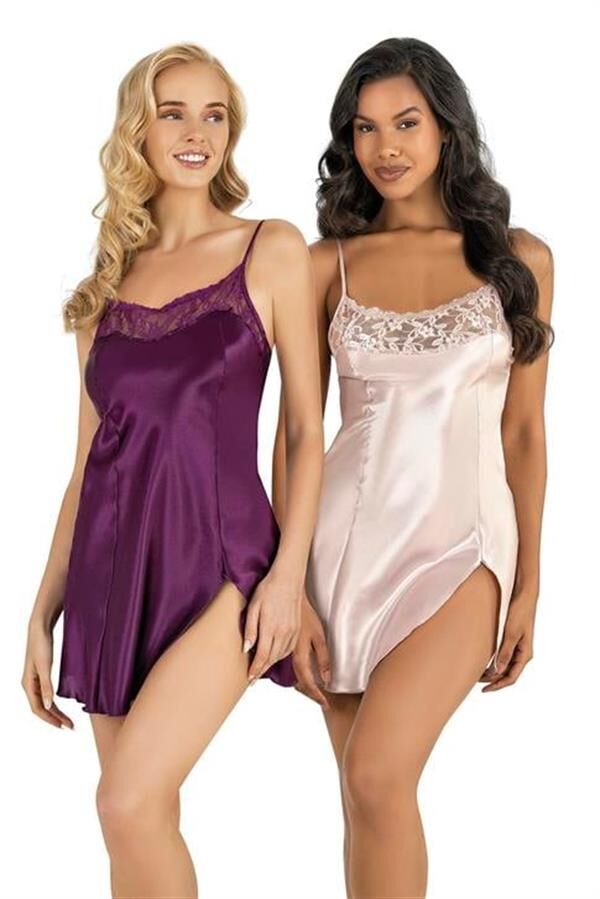 Arias Closet Pudra Kısa Saten Gecelik 8217