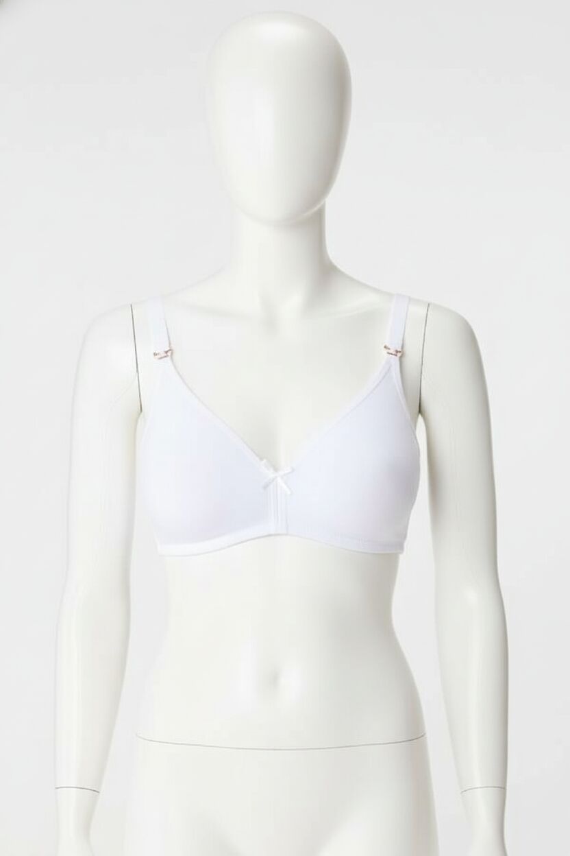 Pamuklu Balensiz Lohusa Önden Açılan Beyaz Emzirme Sütyeni