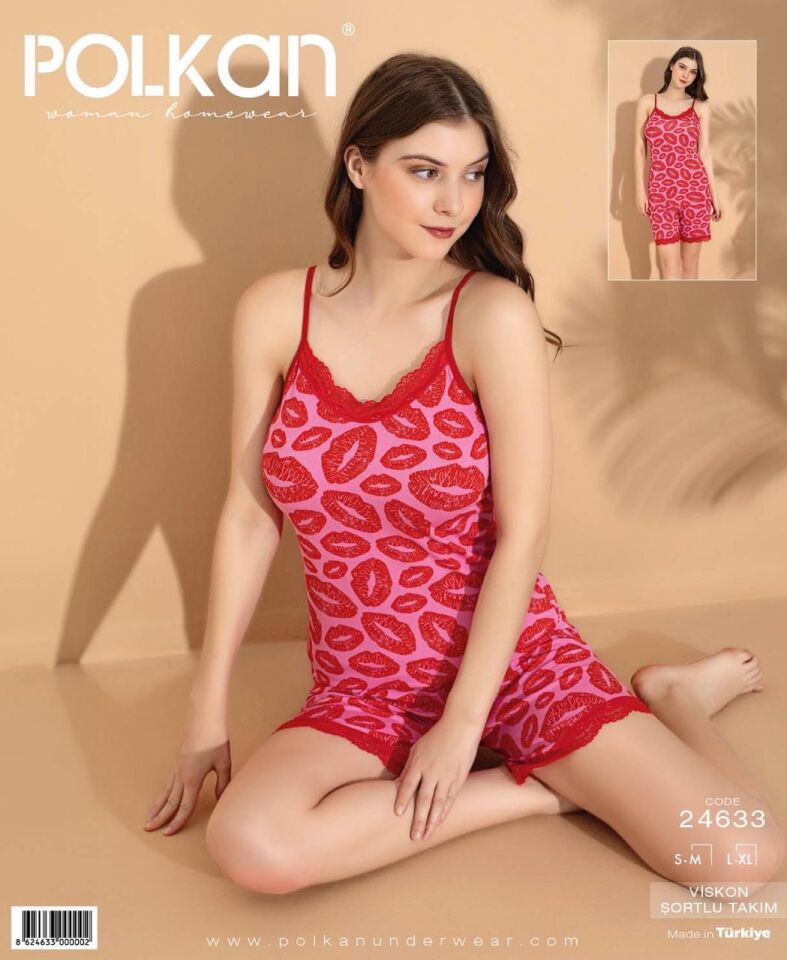 Polkan 24633 Beden (SM-LXL) Viskon Bayan Şortlu Takım 6'lı