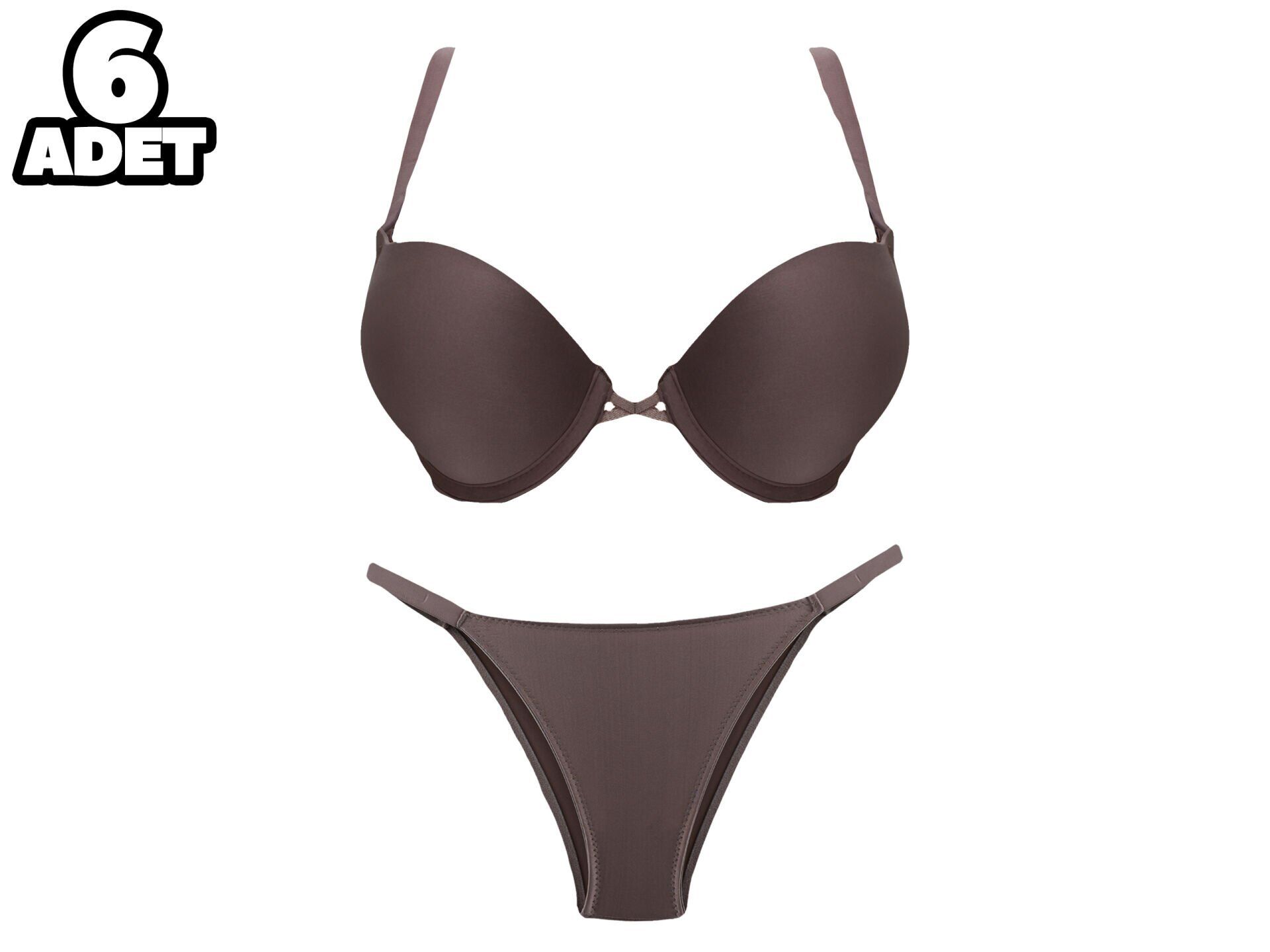 Cansoy 675-Pudra 2X Push Up Balenli Destekli Bayan Sütyen Takım 6'lı