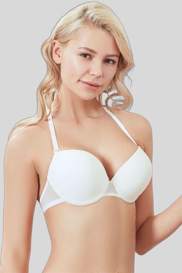 Kadın Balenli Desteksiz Dolgusuz Askıları Çıkabilen Sırtı Şeffaf Sırt Dekoltesi Sütyeni