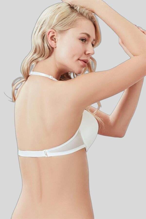 Kadın Balenli Desteksiz Dolgusuz Askıları Çıkabilen Sırtı Şeffaf Sırt Dekoltesi Sütyeni