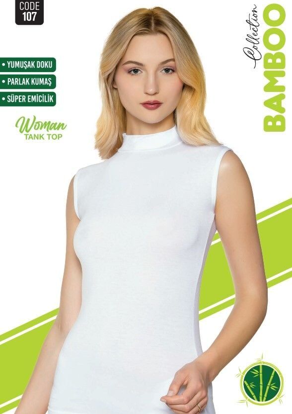 Sortie 107 Bambu Sıfır Kol Balıkçı Yaka Bayan Atlet