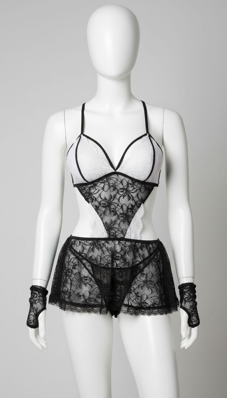 Arias Closet Siyah Dantelli Fantezi Hizmetçi Kostümü