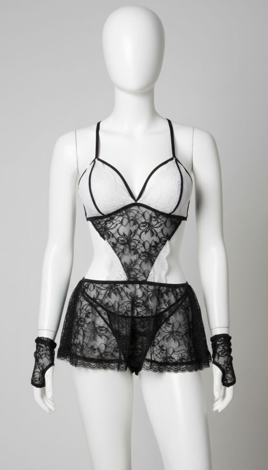 Arias Closet Siyah Dantelli Fantezi Hizmetçi Kostümü