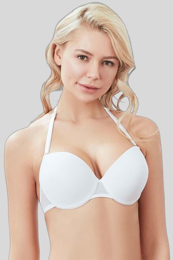 Kadın Balenli Desteksiz Dolgusuz Askıları Çıkabilen Sırtı Şeffaf Sırt Dekoltesi Sütyeni