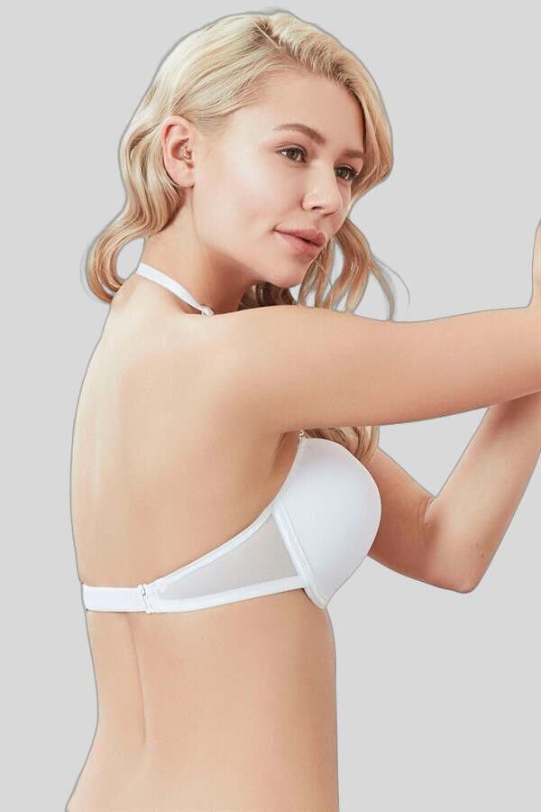 Kadın Balenli Desteksiz Dolgusuz Askıları Çıkabilen Sırtı Şeffaf Sırt Dekoltesi Sütyeni