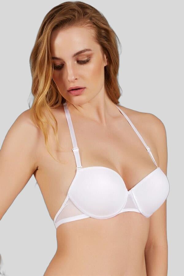 Kadın Balenli Desteksiz Dolgusuz Askıları Çıkabilen Sırtı Şeffaf Sırt Dekoltesi Sütyeni