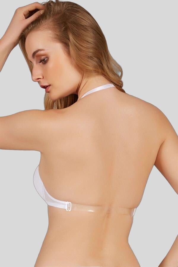 Kadın Balenli Desteksiz Dolgusuz Askıları Çıkabilen Sırtı Şeffaf Sırt Dekoltesi Sütyeni