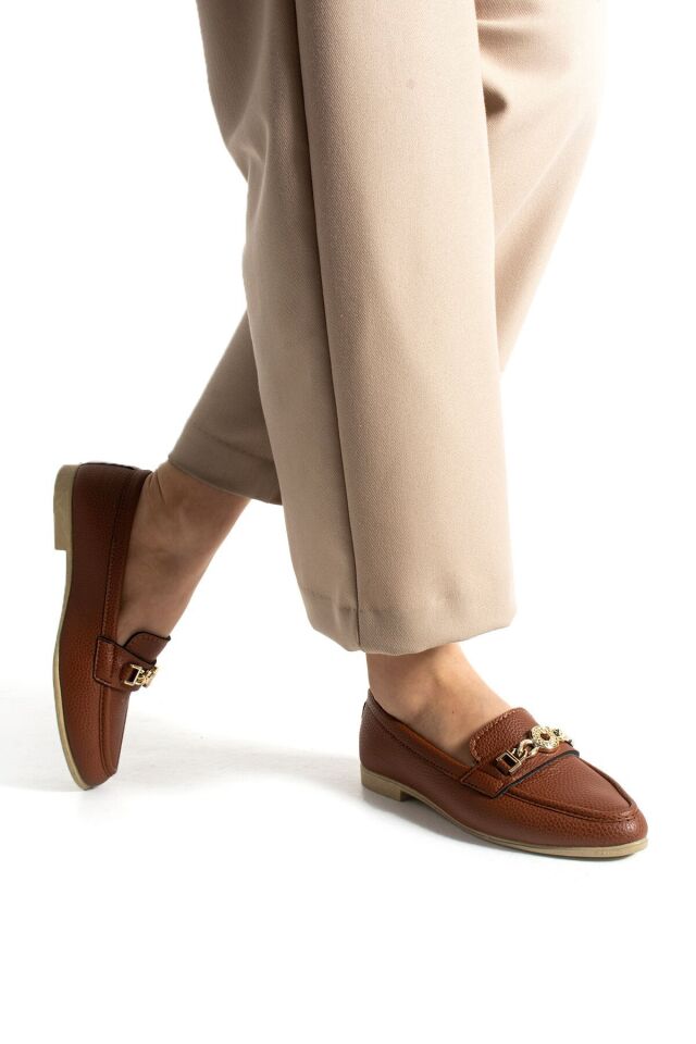 Kahverengi Toka Detaylı Şık Rahat Hafif Rahat Günlük Ayakkabı