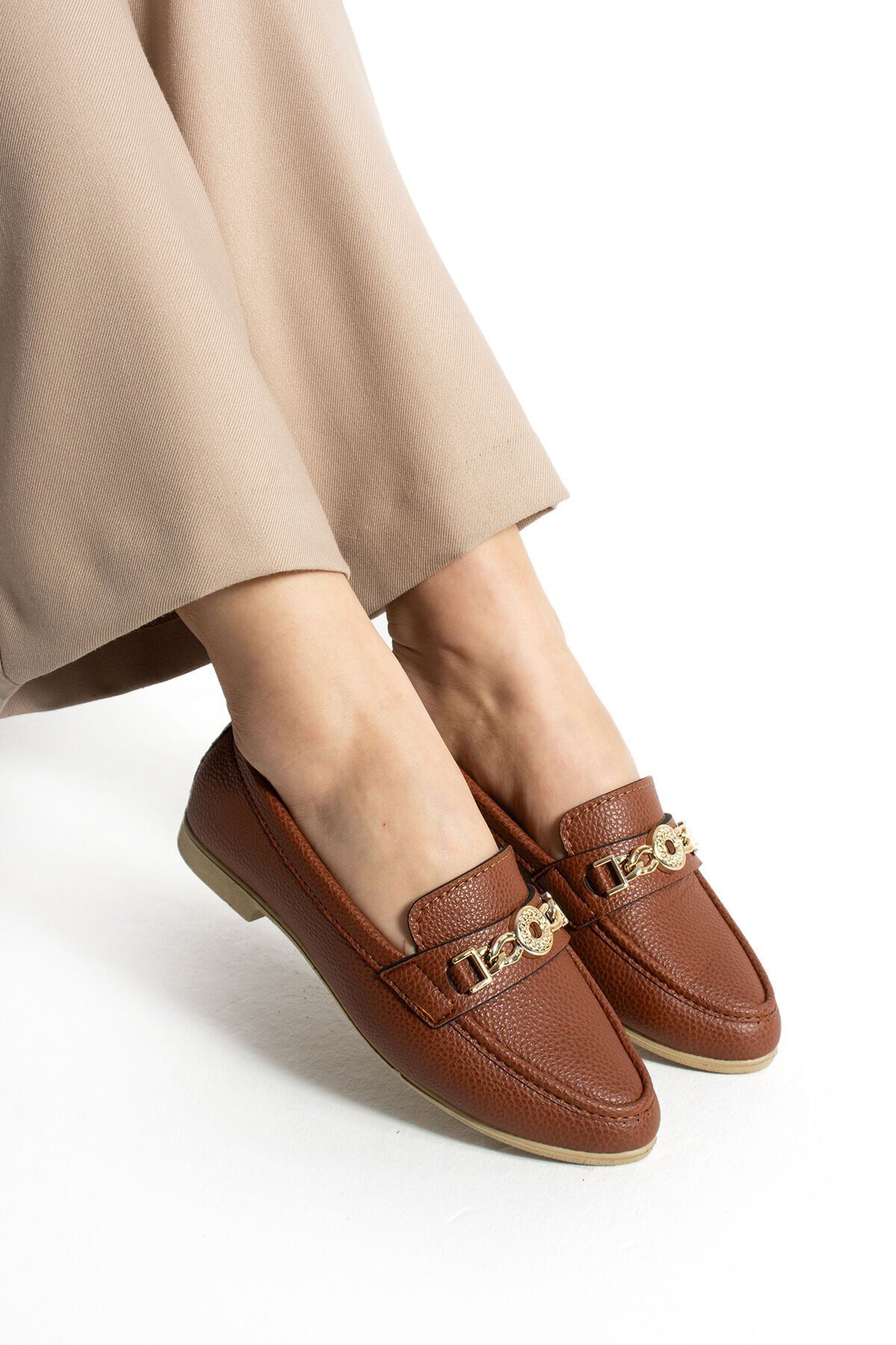 Kahverengi Toka Detaylı Şık Rahat Hafif Rahat Günlük Ayakkabı