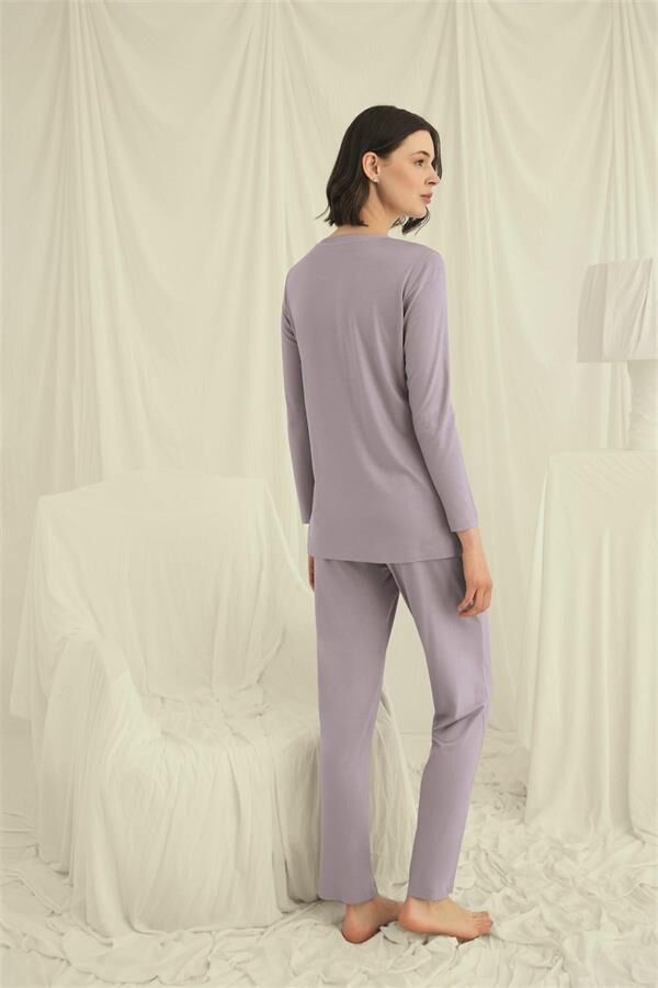 Arias Closet Uzun Kollu Boydan Düğmeli V Yaka Pijama Takımı