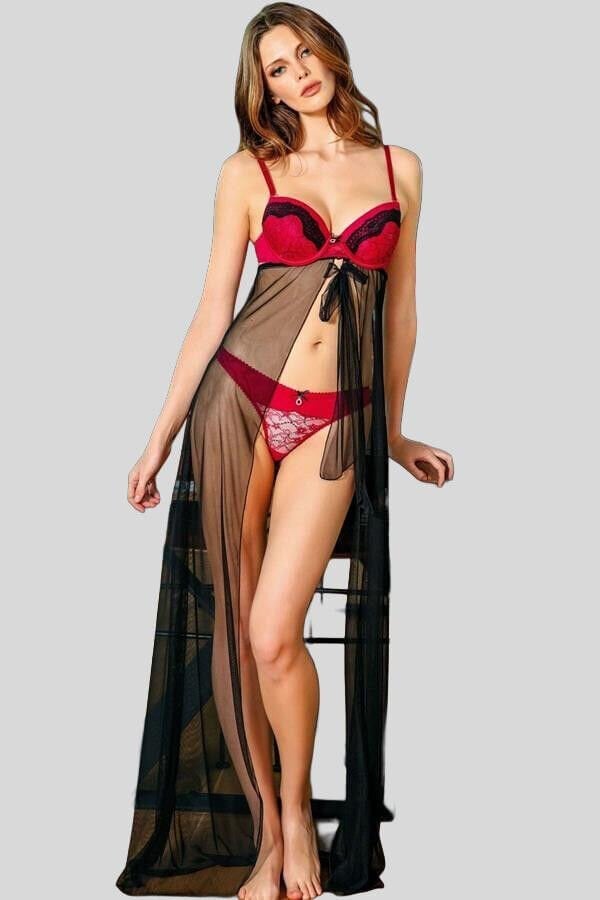 Arias Closet Balenli Destekli Dolgulu Askıları Çıkabilen Çıkabilen Tül Aksesuarlı Dantelli Sütyen ve String Takım