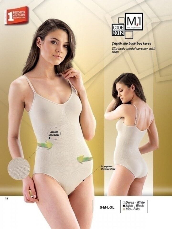 Emay 2012 Çıtçıtlı Masaj Özellikli Slip Body Boy Korse (Kancalı)
