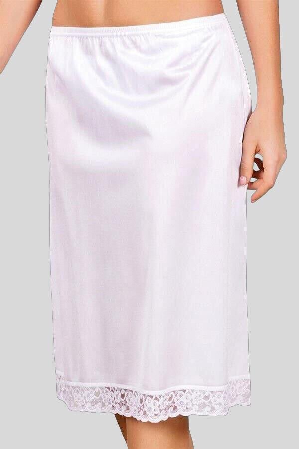 Kadın Polyamid Kumaşlı Dantelli Diz Altı Uzun Etek Altı Jüpon