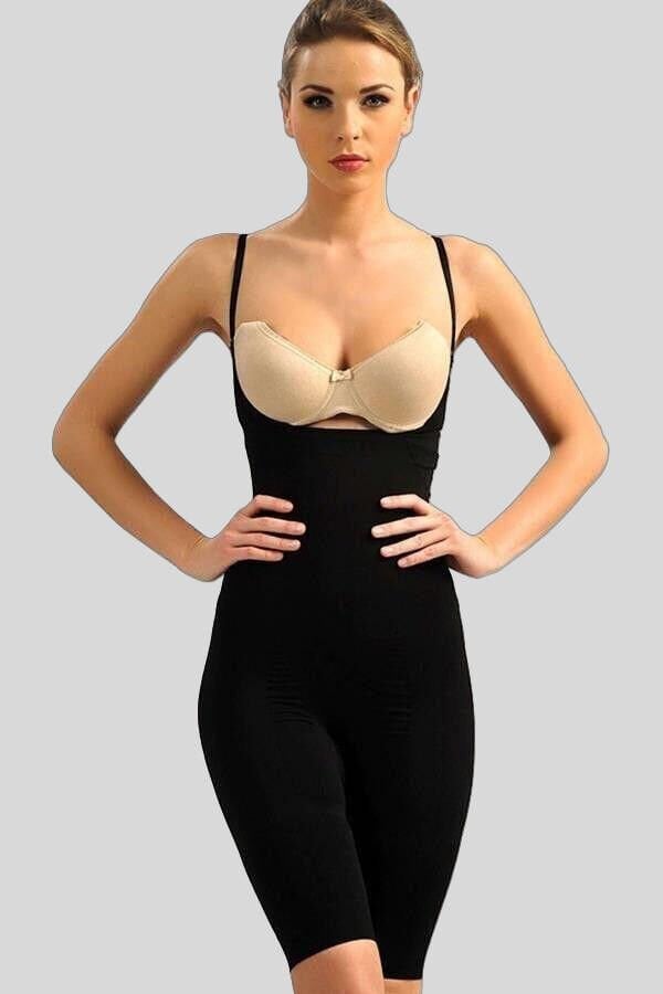 Kadın Toparlayıcı Vücut İnceltici Dikişsiz Uzun Paça Altı Açık Badi Korse