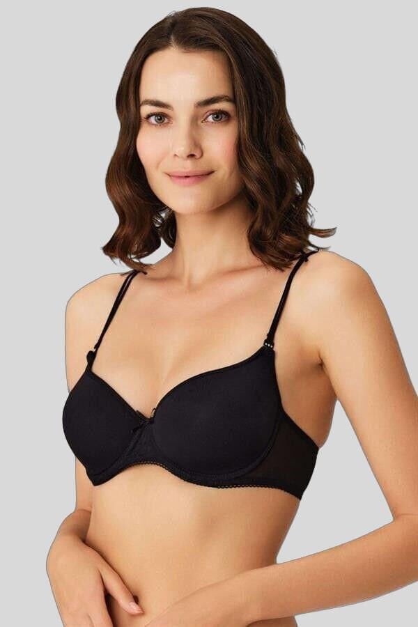 Kadın Balenli Desteksiz Dolgusuz Askıları Çıkabilen Yumuşak Süngerli Günlük Klasik T-Shirt Sütyeni