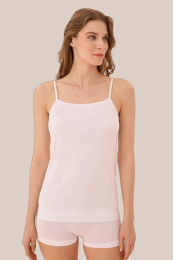 Arias Closet İp Askılı Beyaz Ribana Atlet