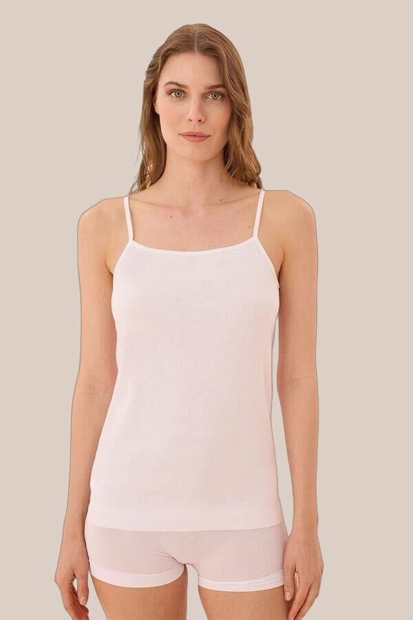 Arias Closet İp Askılı Beyaz Ribana Atlet