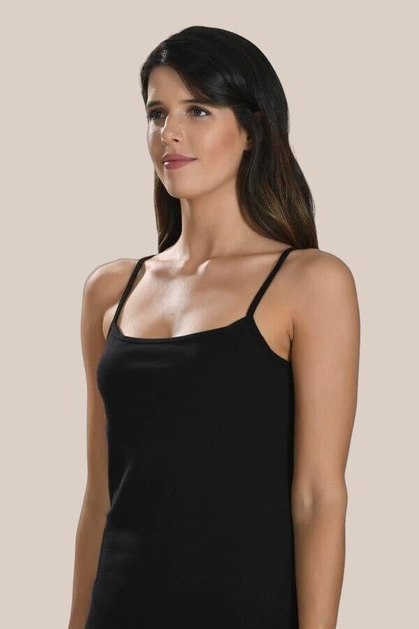 Arias Closet İp Askılı Siyah Ribana Atlet